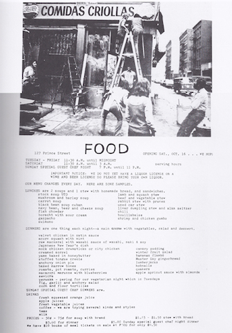 03_Food_Menu.jpg  MenÃº del restuarante â€œFoodâ€, 1971